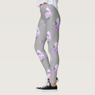 Purple Colourful Flower Botanical Easter Egg Style Leggings