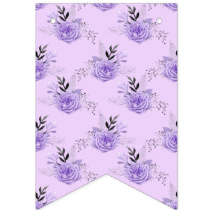Purple Colourful Flower Botanical Floral Pattern Bunting