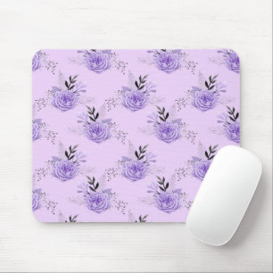Purple Colourful Flower Botanical Floral Pattern Mouse Pad