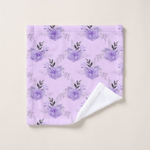 Purple Colourful Flower Botanical Floral Pattern Wash Cloth