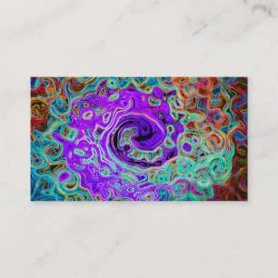 Purple Colourful Groovy Abstract Retro Liquid Swir Business Card