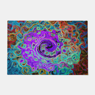 Purple Colourful Groovy Abstract Retro Liquid Swir Doormat