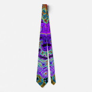 Purple Colourful Groovy Abstract Retro Liquid Swir Tie