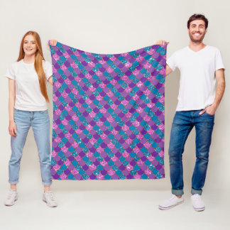Purple Colourful Mermaid Glitter Fleece Blanket