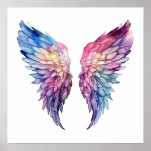 Purple Colourful Watercolor Wings Poster
