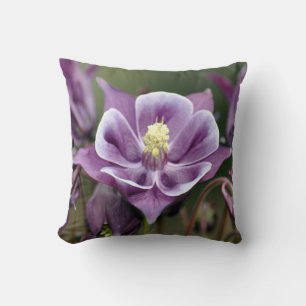 Purple columbine flower cushion