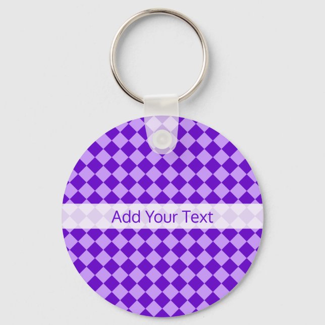 Purple Combination Diamond Pattern by STaylor Key Ring (Front)