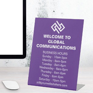 Purple Company Custom Business Hours Store Pedestal Sign