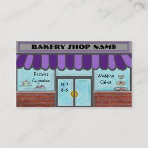 Purple completely customisable bakery shop cards