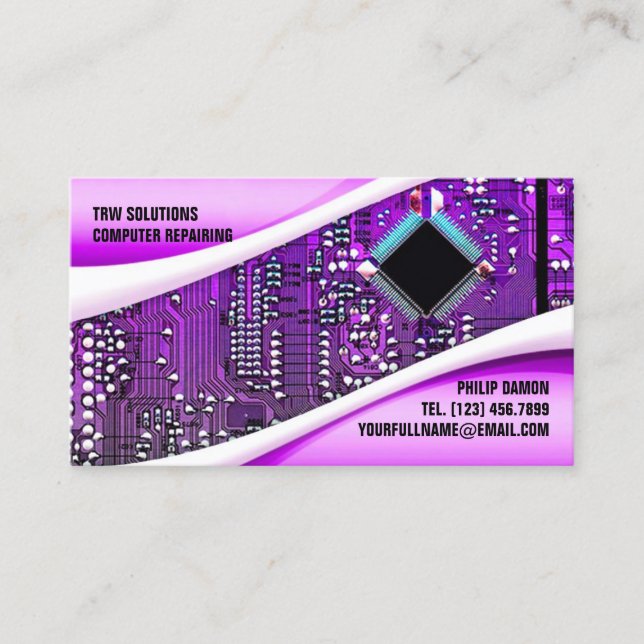 Purple Computer Repair Business Card (Front)