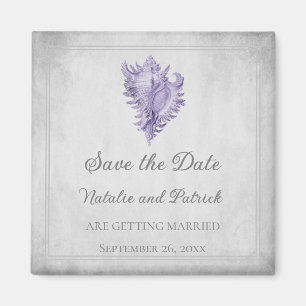 Purple Conch Shell Save the Date Magnet