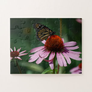Purple Cone Flower and Butterfly Jigsaw Puzzle
