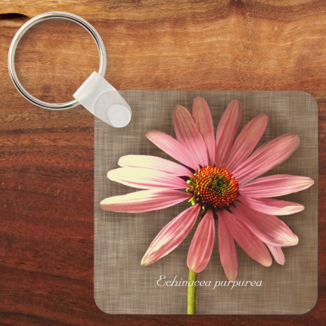 Purple Cone Flower Echinacea purpurea Key Ring (Front)