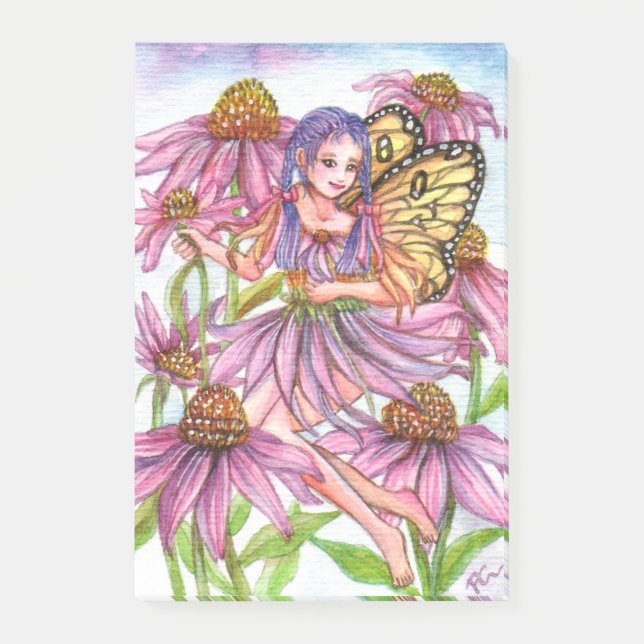 Purple Cone Flower Fairy Post-it Notes (Front)