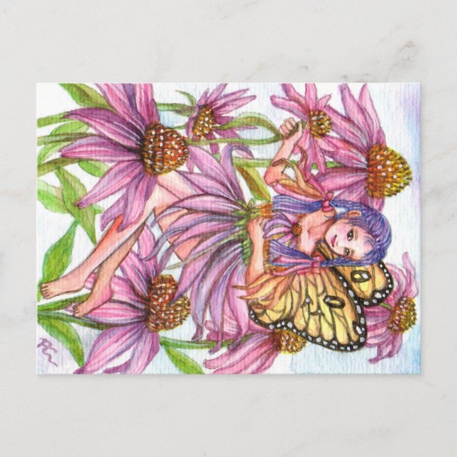 Purple Cone Flower Fairy Postcard (Front)