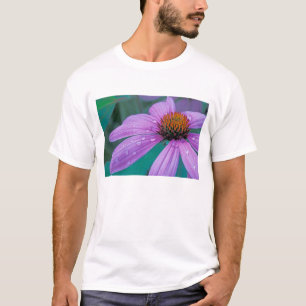 Purple Cone flower with water drops T-Shirt