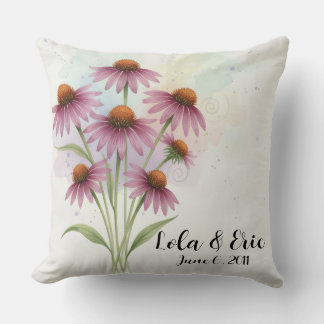 Purple Coneflower Flower Bouquet Anniversary Cushion