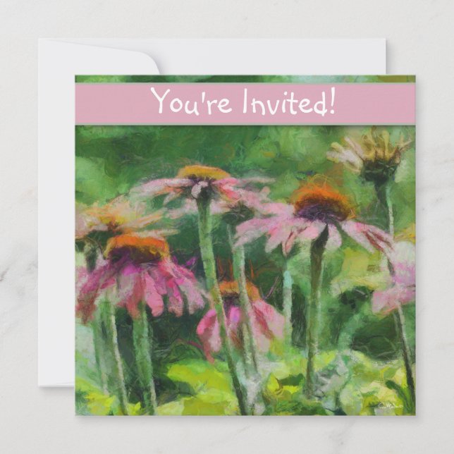 Purple Coneflower Garden Party Invitation (Front)
