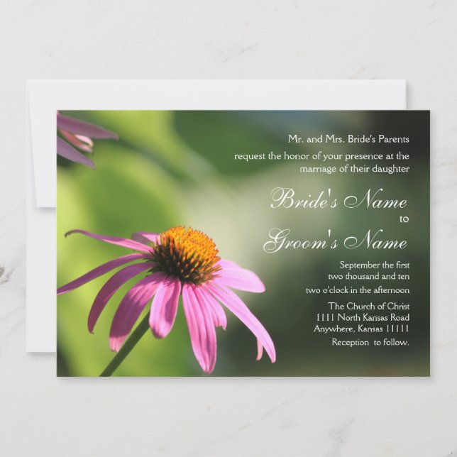 Purple Coneflower Wedding Invitation (Front)