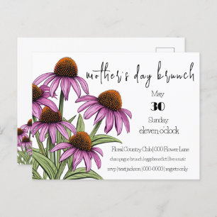 Purple Coneflower   Wildflowers Mum's Day Brunch Invitation Postcard