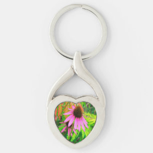 Purple Coneflower with Stunning Green Foliage Key Ring