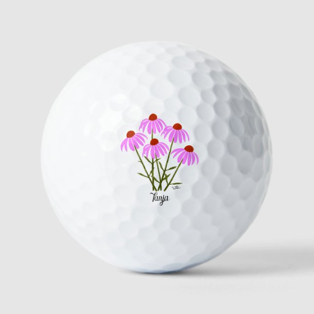Purple Coneflowers Golf Balls Personalised (Front)