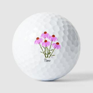 Purple Coneflowers Golf Balls With Text