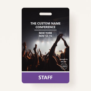 Purple Conference Staff Access Pass QR Code Custom ID Badge