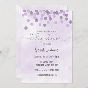 Purple Confetti Baby Shower Invitation