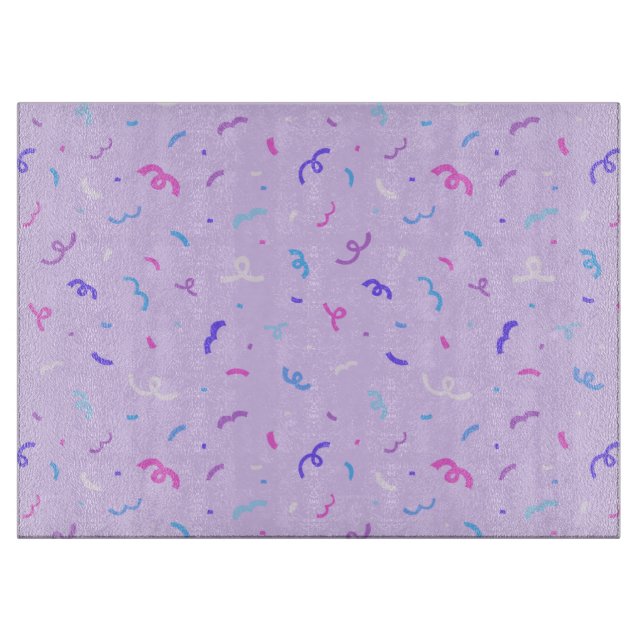 Purple Confetti Pattern Cutting Board (Front)