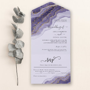 Purple Confetti Summer Wedding All In One All In One Invitation