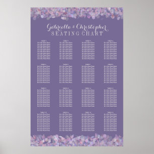Purple Confetti Wedding Seating Chart 16 Table