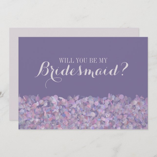 Purple Confetti Will You Be My Bridesmaid Invitation (Front/Back)