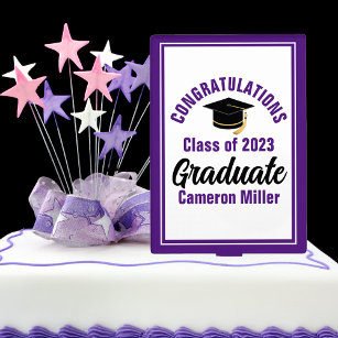 Purple Congratulations Graduate Custom 2024 Party Cake Pick
