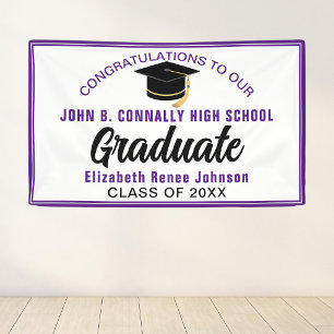 Purple Congratulations Graduate Customised Party Banner