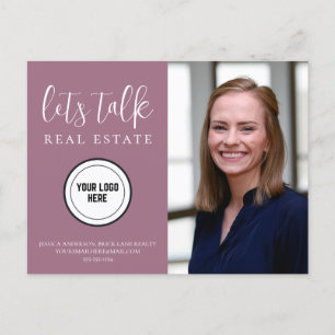 Purple Contact Info Photo Real Estate Postcard