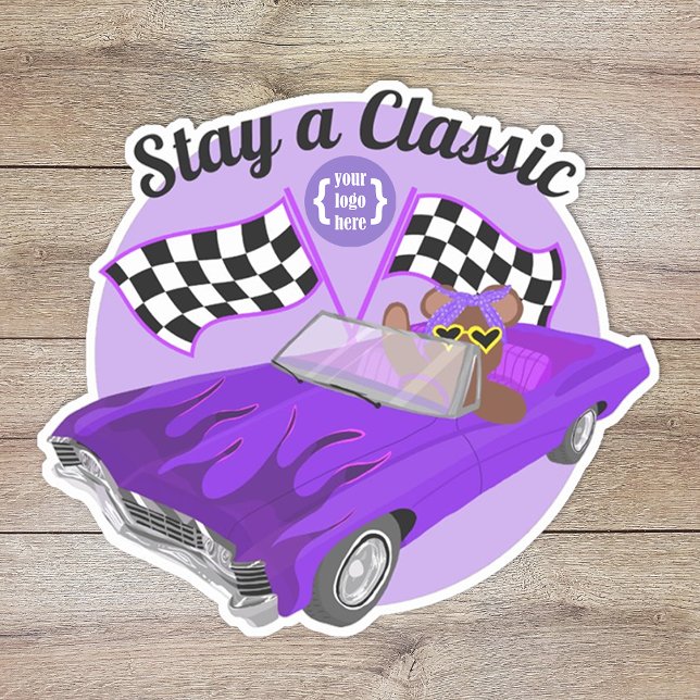 Purple Convertible Classic Car, Chequered Flags (logo promotional purple car show car club girl's youth organization fund raiser, purple convertible )