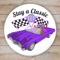 Purple Convertible Classic Car, Chequered Flags