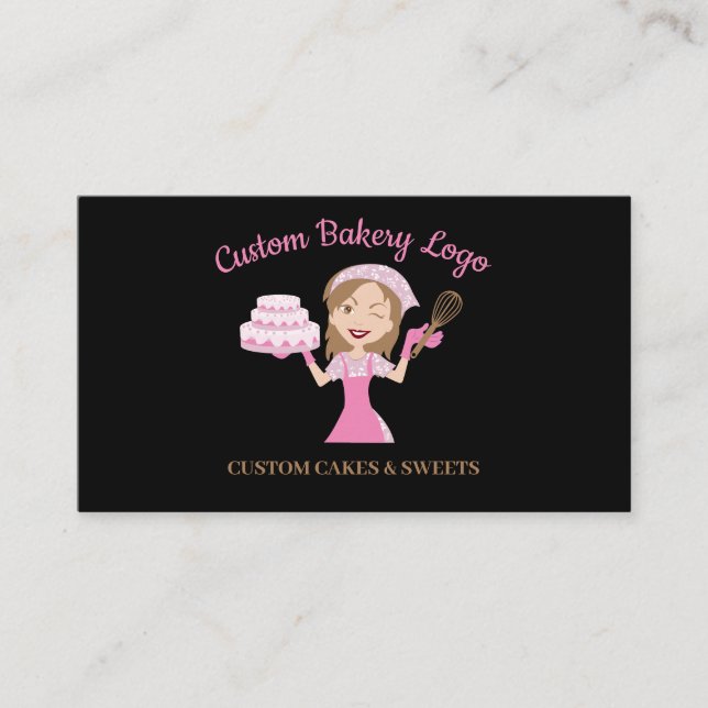 Purple Cooker Woman Bakery Cake Business Card (Front)