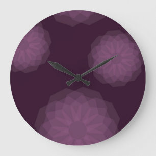 Purple, cool, trendy modern simple floral abstract large clock