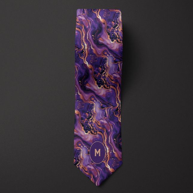 Purple & Copper Marbled Monogram Tie (Creator Uploaded)