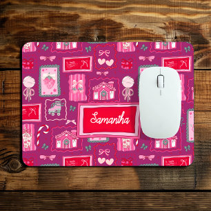 Purple Coquette aesthetic girly whimsical pattern Mouse Pad