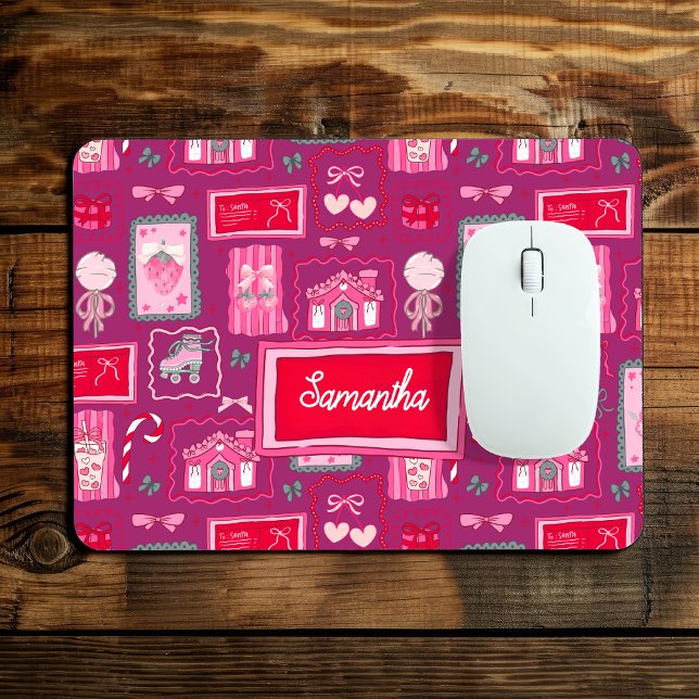 Purple Coquette aesthetic girly whimsical pattern Mouse Pad (Creator Uploaded)
