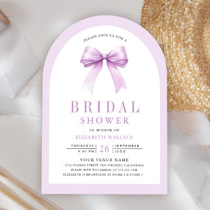 Purple Coquette Bow Arch Photo Bridal Shower Invitation