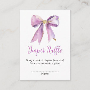 Purple Coquette Bow Baby Shower Diaper Raffle Enclosure Card