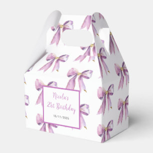 Purple Coquette Bow Birthday Party Favour Box