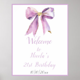 Purple Coquette Bow Birthday Party Poster