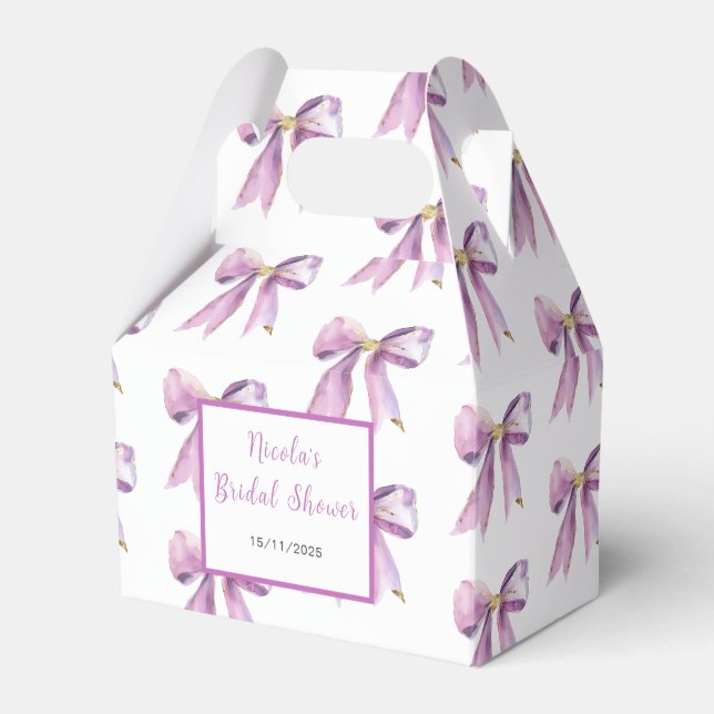 Purple Coquette Bow Bridal Shower Favour Box (Front Side)