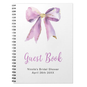 Purple Coquette Bow Bridal Shower Guest Book