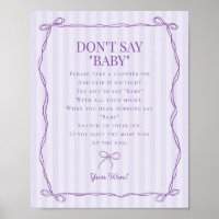 Purple Coquette Bow Dont Say Baby Shower Game